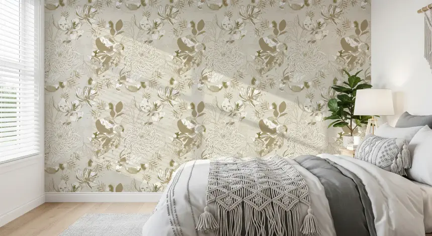 Warm Neutral Chrysanthemum Wallpaper