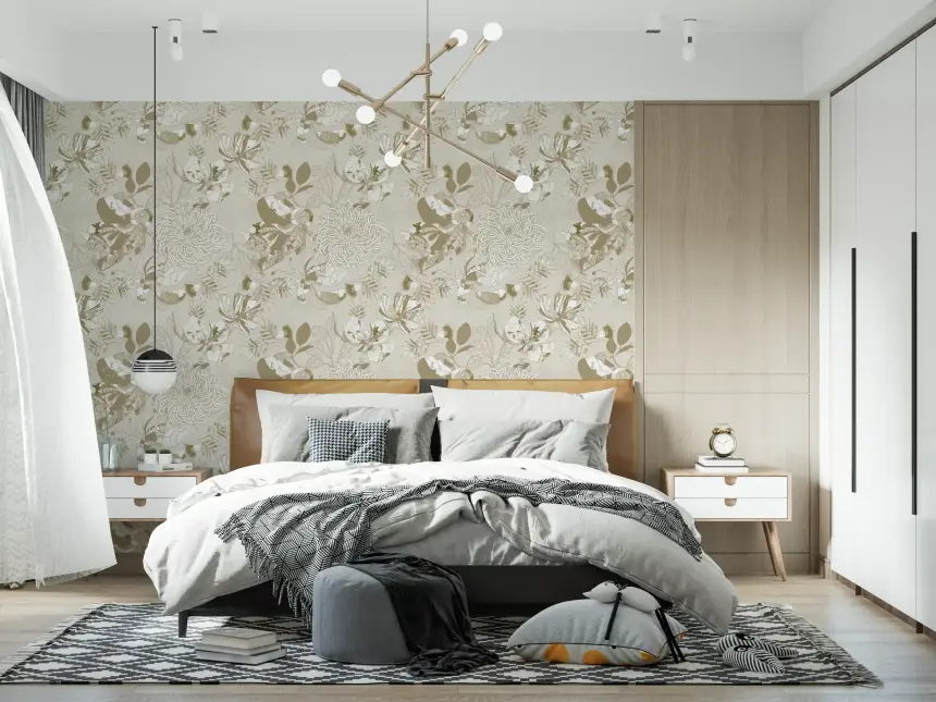 Warm Neutral Chrysanthemum Wallpaper