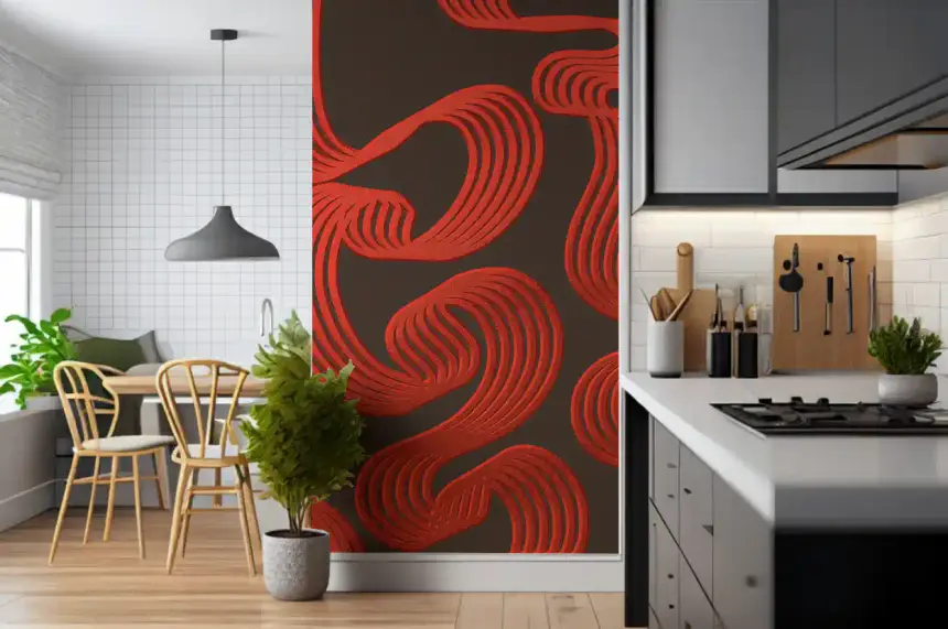 Flowing Ember Lines Wall Mural