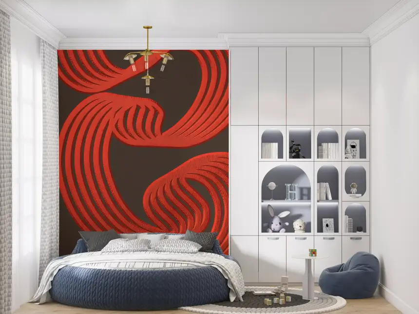 Flowing Ember Lines Wall Mural