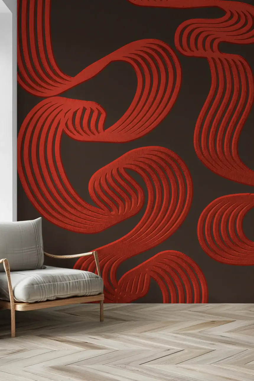 Flowing Ember Lines Wall Mural