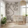 Elegant Chinoiserie Bird and Floral Tree Wall Mural 8