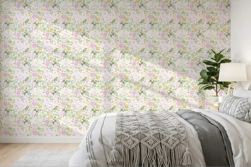 Spring Blossom Flowers Summertime Seamless Pattern Wallpaper