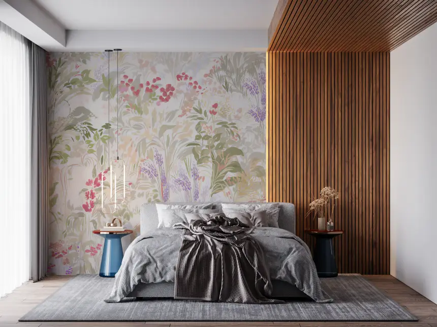 Dreamy Wildflower Meadow Soft Pastel Romance Wall Mural