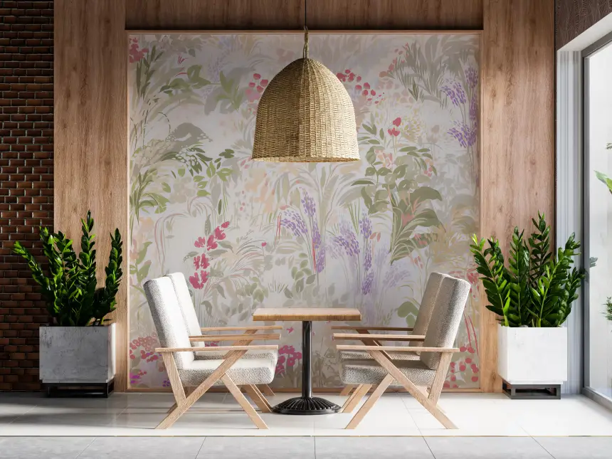 Dreamy Wildflower Meadow Soft Pastel Romance Wall Mural