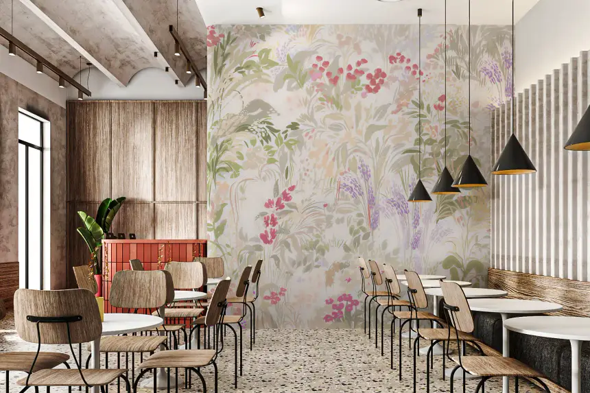 Dreamy Wildflower Meadow Soft Pastel Romance Wall Mural