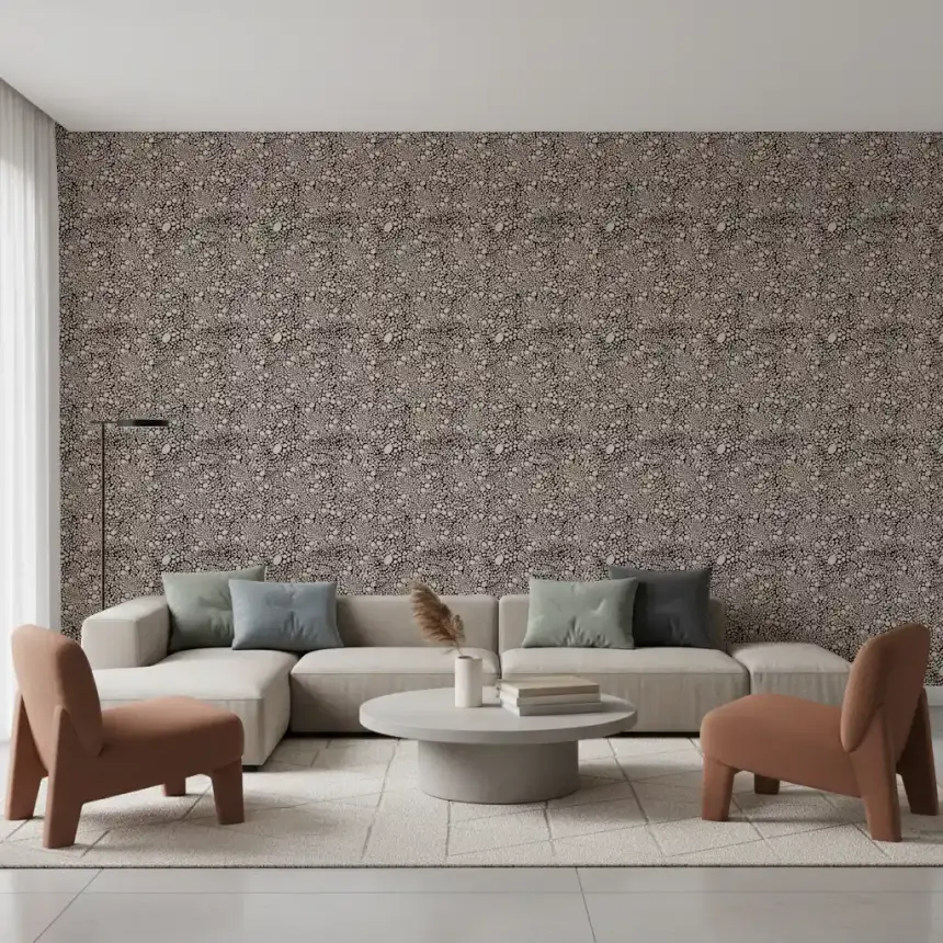 Organic Pebble Mosaic Rustic Textured Dotted Wallpaper