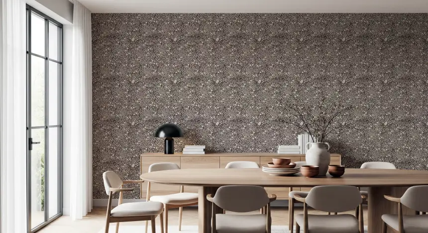 Organic Pebble Mosaic Rustic Textured Dotted Wallpaper