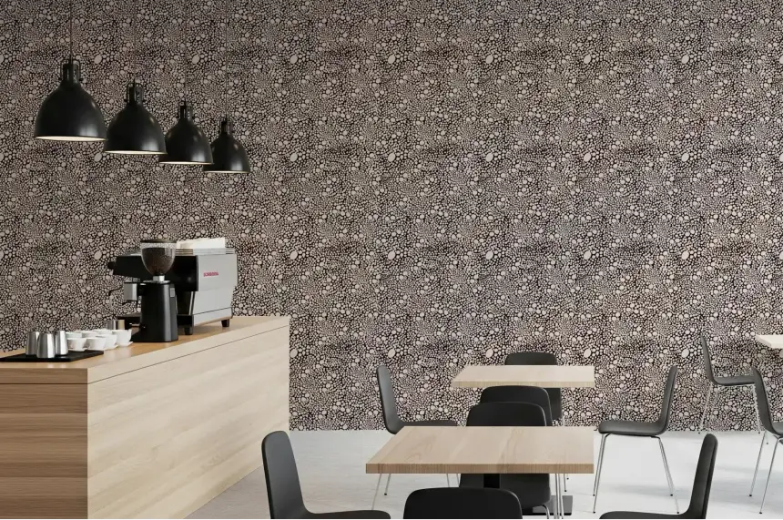 Organic Pebble Mosaic Rustic Textured Dotted Wallpaper