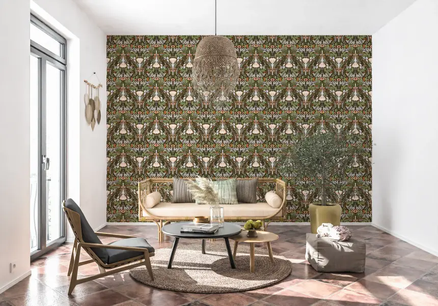 Earthy Botanical Intricate Luxurious Floral Wallpaper