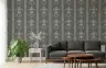 Classic Grey Damask Botanical Stripe Wallpaper 7