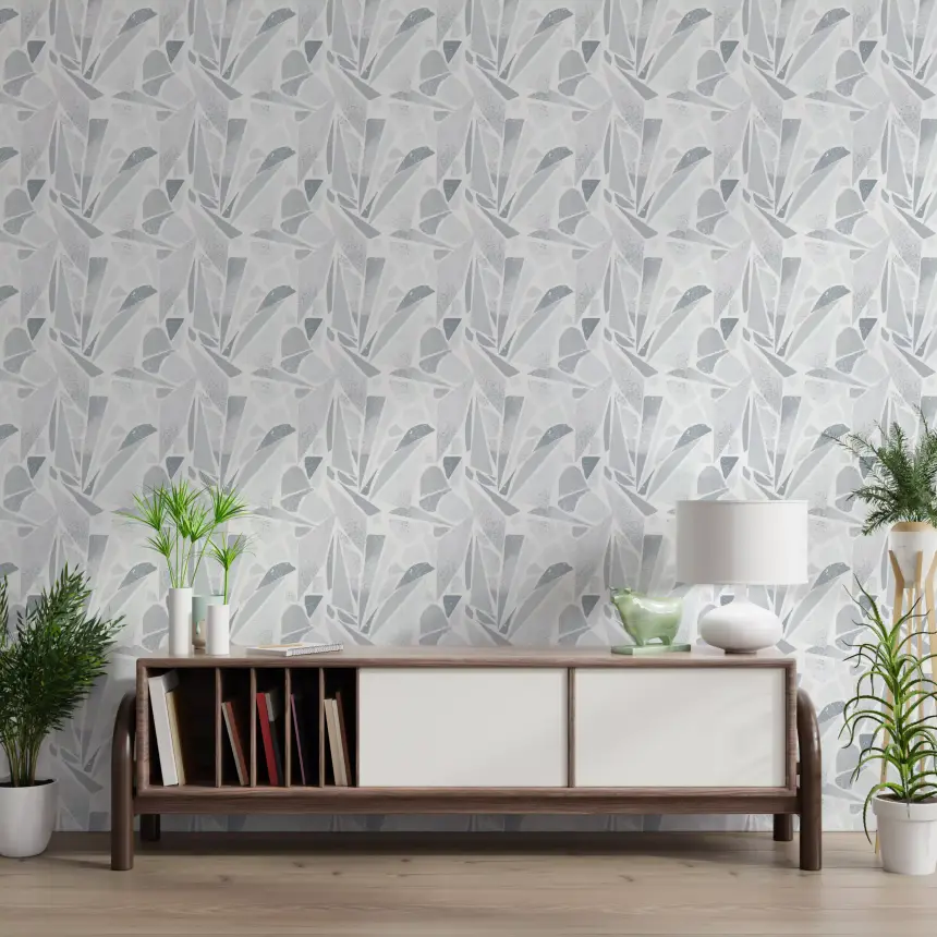 Fragmented Greyscale Mosaic Wallpaper