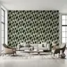 Contemporary Dark Green Geometric Pattern Wallpaper 6