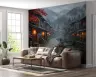 Misty Japanese Village Street Wall Mural 7