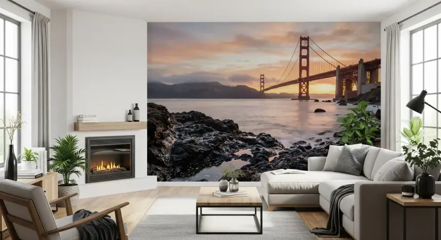 Golden Gate: Horizon's Embrace Wall Mural