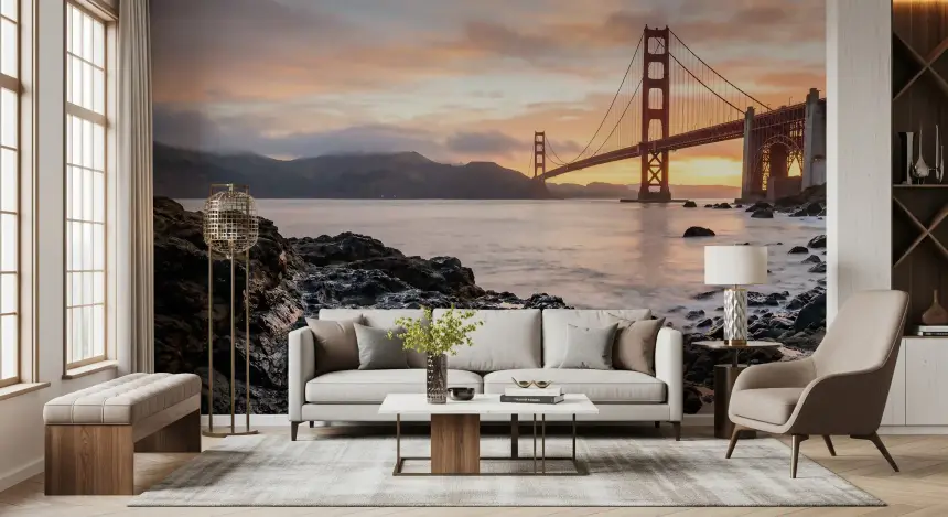 Golden Gate: Horizon's Embrace Wall Mural