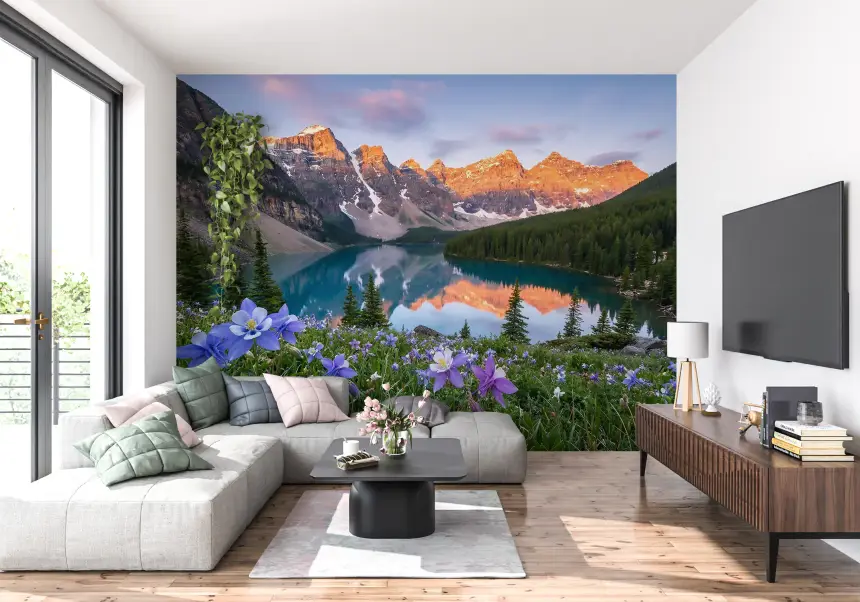 Alpine Glow & Lakeside Blooms Wall Mural