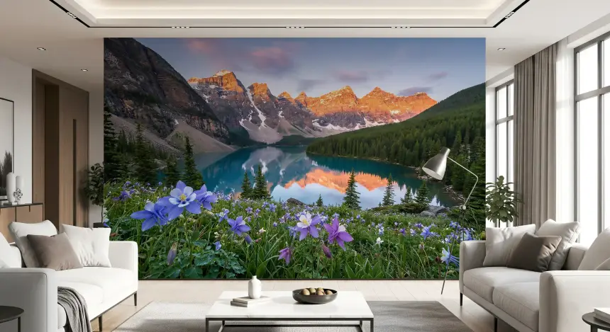Alpine Glow & Lakeside Blooms Wall Mural