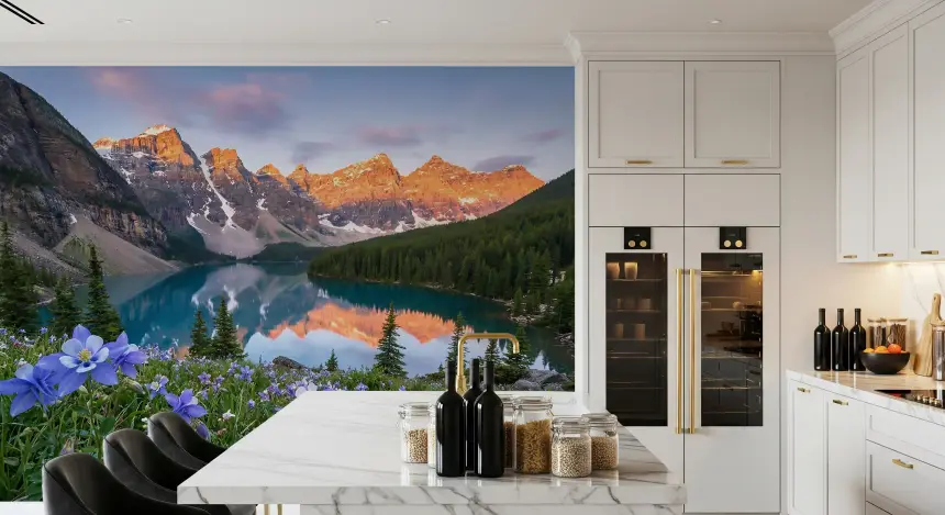 Alpine Glow & Lakeside Blooms Wall Mural