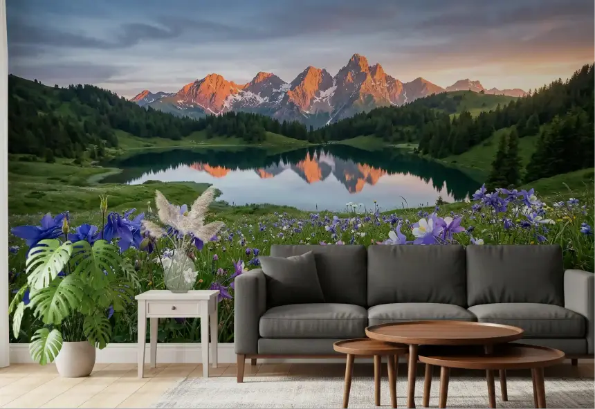 Alpine Glow Reflection Wall Mural