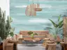 Aqua Horizon Abstract Wall Mural 8