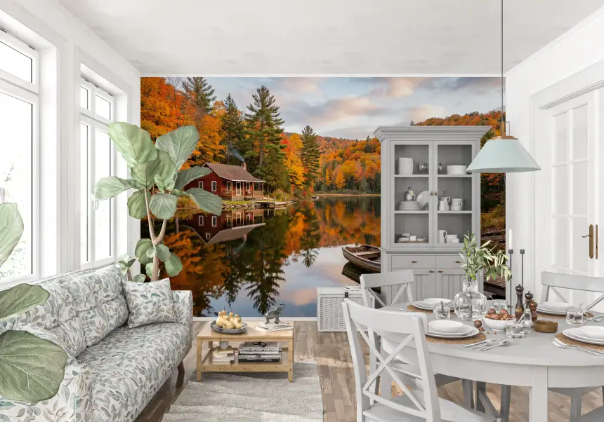 Autumn Lakeside Dream Wall Mural