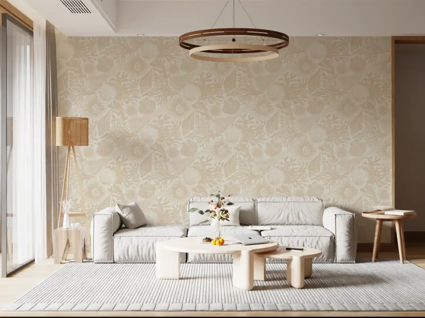 Boho Seashell & Coral Sand Wallpaper