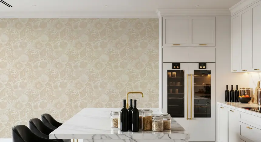 Boho Seashell & Coral Sand Wallpaper