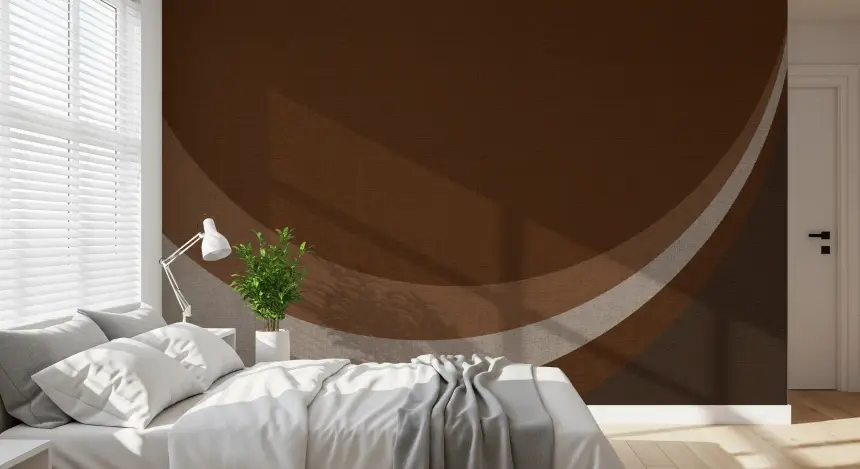 Cocoa Rhythm Waves Abstract Geometric Design Wall Mural