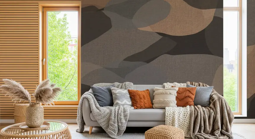 Earthy Organic Layers Abstract Geometry Wall Mural