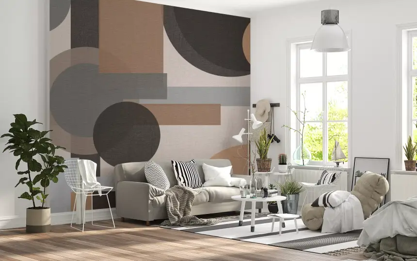 Earthy Geometric Harmony Abstract Wall Mural