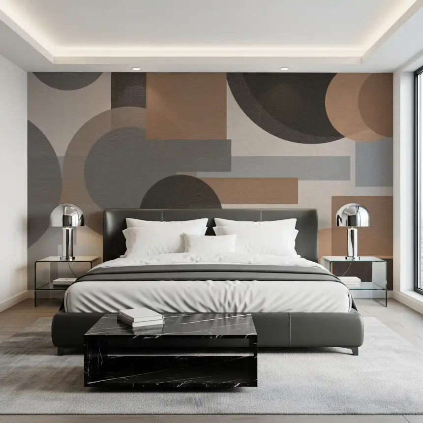 Earthy Geometric Harmony Abstract Wall Mural