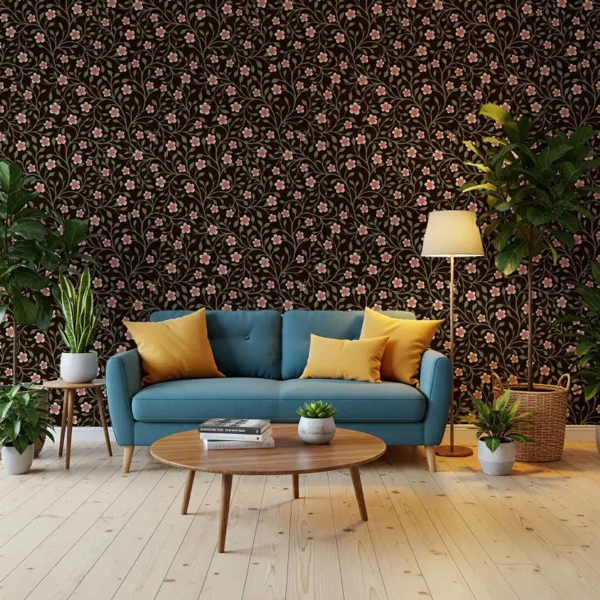 Dark Botanical Charm Wallpaper