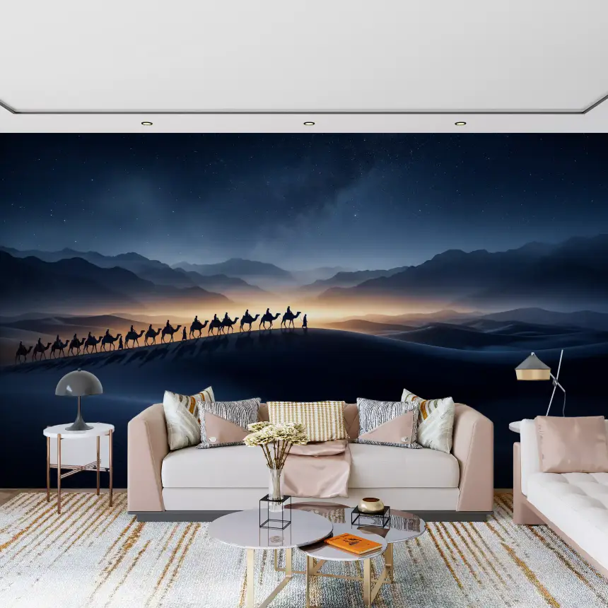 Desert Odyssey: Under a Star-Filled Sky Wall Mural