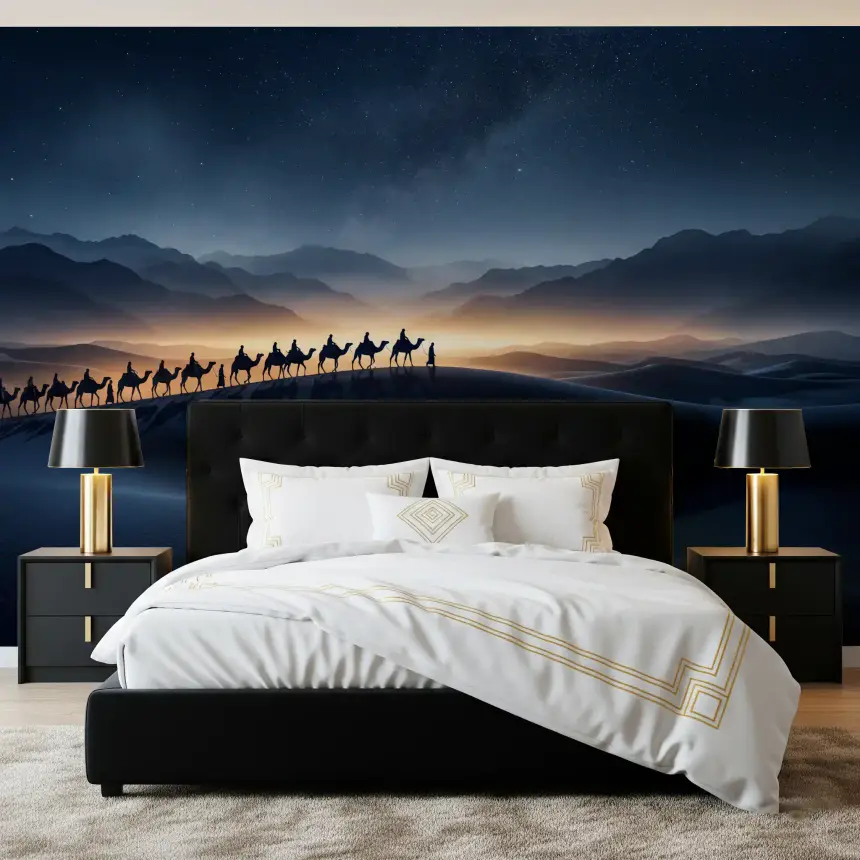Desert Odyssey: Under a Star-Filled Sky Wall Mural