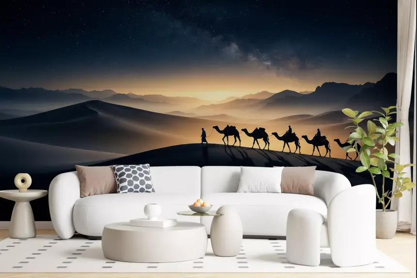 Desert Trek Beneath the Milky Way Wall Mural