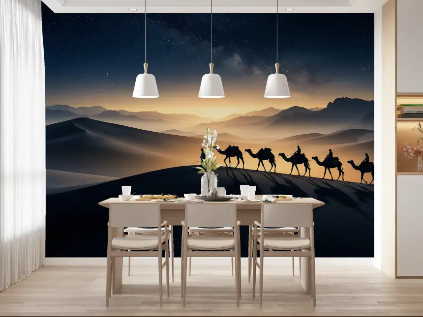 Desert Trek Beneath the Milky Way Wall Mural