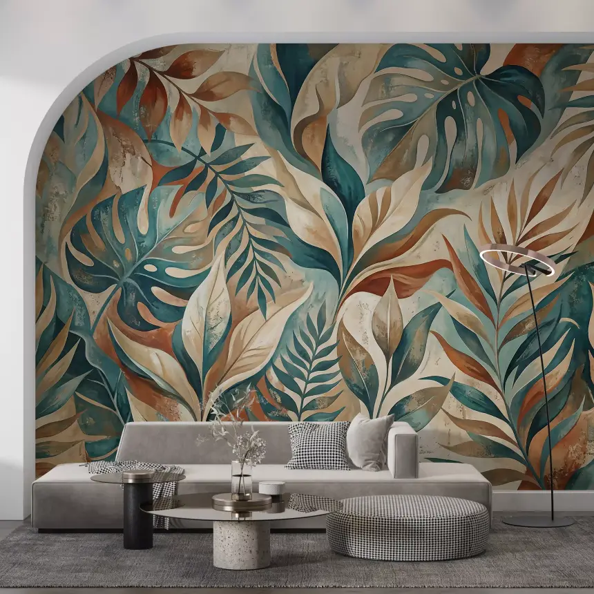 Painterly Tropical Foliage Wall Mural