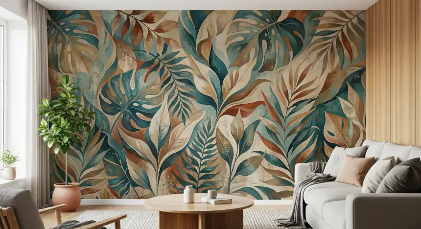 Painterly Tropical Foliage Wall Mural