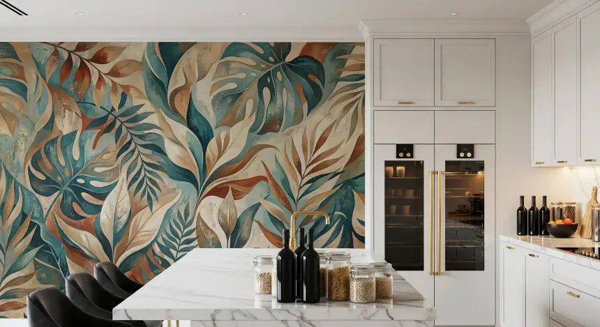 Painterly Tropical Foliage Wall Mural