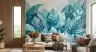 Verdant Teal Watercolor Leaves Wall Mural 6