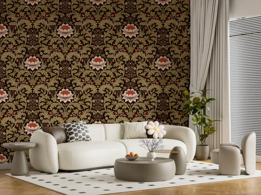 Arts & Crafts Botanical Tapestry Wallpaper