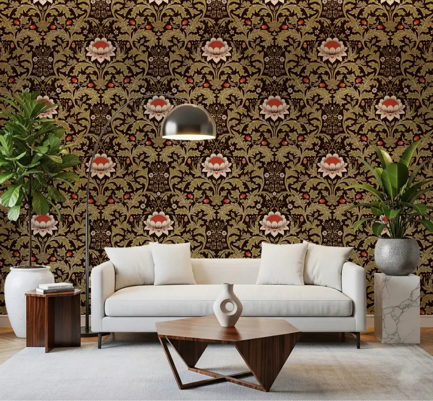 Arts & Crafts Botanical Tapestry Wallpaper