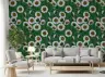 Botanical Daisy Print Emerald Green Wallpaper 8