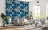 Cheerful Daisy Field Blue Wall Mural 7