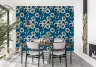 Cheerful Daisy Field Blue Wall Mural 8