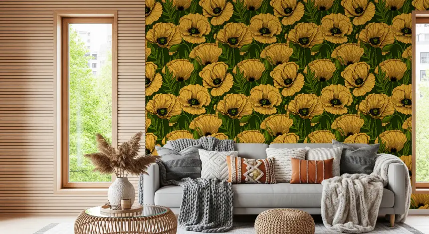 Yellow Poppy Garden Wallpaper