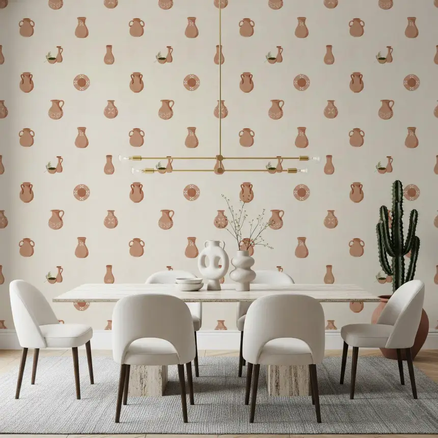 Tuscany Pottery on Canvas Wallpaper