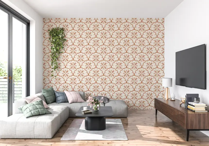 Tuscany Scallop Terracotta Wallpaper