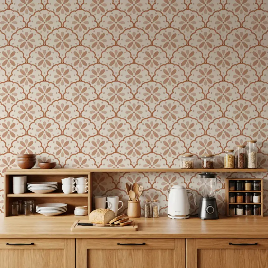 Tuscany Scallop Terracotta Wallpaper